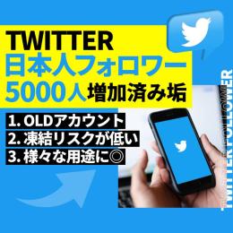 【SMS認証&メール認証済】🇯🇵日本人フォロワー5000人⤴︎Twitterアカウント【高品質】