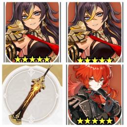 ⭐5ディシア*2(1凸)+⭐5赤砂の杖⭐5ディルック+原石1598+紡がれ12+出合い74