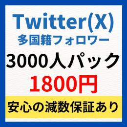 【3000人パック】Twitter多国籍フォロワー3000人増加　振り分け可能