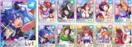 初期アカウントssr8体、たづな、ニシノ、トウカイ、スーパー、ツインターボ1凸、