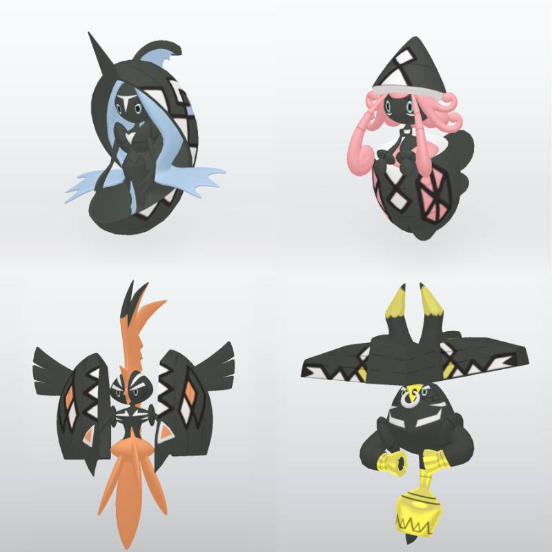 配布4体セット】色違いカプ・レヒレ テテフ コケコ ブルル｜ポケモン剣