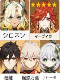 🌙(原神）Asia🌼★5×5 マーヴィカ➕シロネン➕楓原万葉➕鍾離➕ナヒーダ，冒険者ラン10