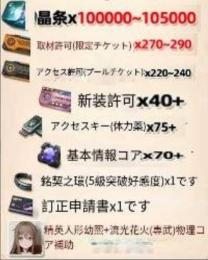 日本サーバー 晶条×100000~105000+専訪許可（限定チケット）×270~290