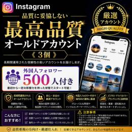最高品質オールドアカウント《3個》【品質に妥協しない】外国人フォロワー500人付き