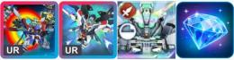 ダイヤ100003個+SSRチケット2枚+自選UR1枚+単発チケット39枚+ゴッドガンダム+ストライ