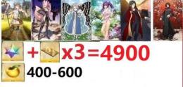 合計4900（聖晶石+呼符Ｘ3）+画像キャラ