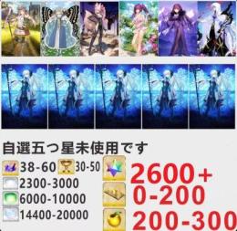 聖晶石2600個+キャストリア+水着スカディ+コヤンスカヤ+スカディ+マーリン+オベロン+モルガン