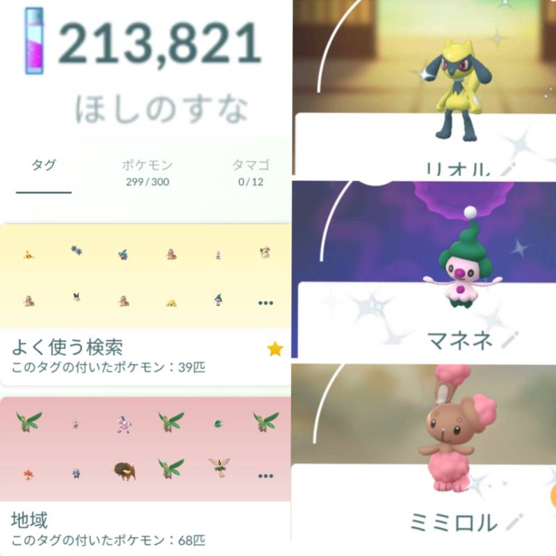 色違い リオル マネネ ミミロル 地域ポケモン68匹 トータル299匹新規アカウント ポケモンgoのアカウント売買サイト