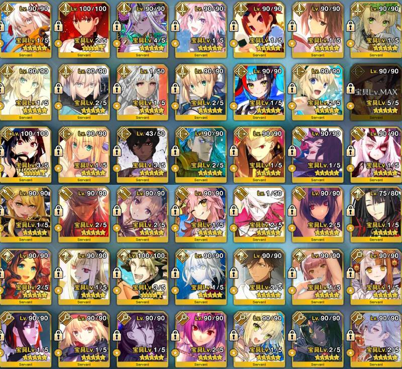 星5鯖81種 144騎 宝具5 モルガン 水着武蔵 人権サポ7種 スキルマ Fgo ゲームクラブ