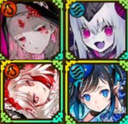 魂神廻錬<総督>ネーハ+魔界の邪氷姫イオレット+魂神廻錬<血姫>カルゼラ+ 巫獣の魂神ユレア