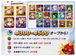 エル2体+マサムネ+ルシファー+青枠内5～12体+オーブ4300~4500個、合計限定