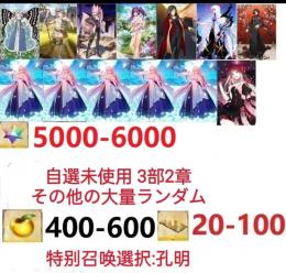【画像の所持】聖晶石5000～6000個、果実400～600低在庫,特別召喚未使用,即時対応