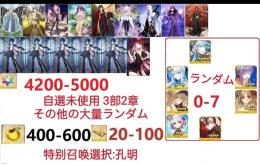 【画像の所持】聖晶石4200～5000個、果実400～600低在庫,特別召喚未使用,即時対応