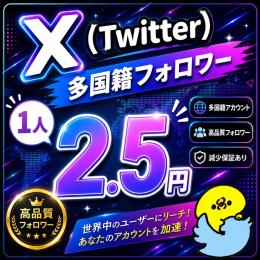 𝕏（Twitter）の多国籍フォロワー増やします！【減少保証付】