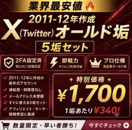 【🔥限定価格🔥】5垢1700円｜2011~12年作成𝕏プロ仕様オールド垢  2FA設定