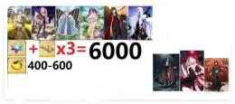 【画像の所持】石+呼符×3＝聖晶石6000個相当　果実400-600個、奏章4クリアした