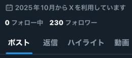 Xアカウント 230人フォロワー