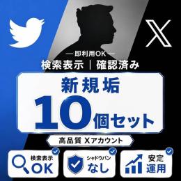 【コスパ最強✨】「シャドウバン無　凍結に強い🔥検索で話題に即載る新規垢✕10個セット