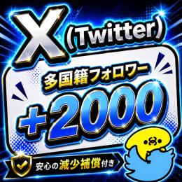 𝕏（Twitter）の多国籍フォロワー+2000増やします！【減少保証付】