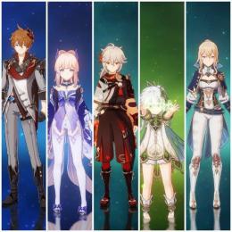 冒険ランク１０初期垢星五キャラ５体　タルタリヤ１凸、珊瑚宫心海、楓原万葉、ナヒーダ、ジン、アモスの弓