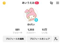 Tiktokアカウント/1355人フォロワー/1.1万いいね