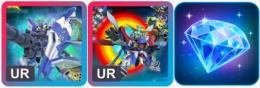 ダイヤ90003個+SSRチケット2枚+自選UR1枚+単発チケット39枚+Hi-νガンダム+ゴッドガ