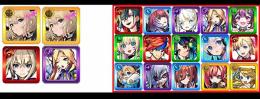 エルx2+マサムネ+ルシファー+赤枠内のキャラをランダムに4～10体+オーブ4100個