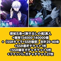 領域五条+[剥き出しの魂]真人+廻珠134000-140000個+（SSRキャラ+SSR廻想）合計2