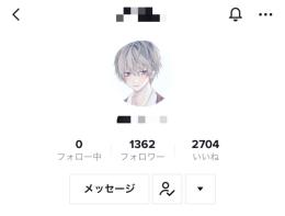TikTokアカウント フォロワー1362人 いいね2634 ライブ配信可 総再生数50万回再生越え
