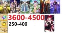 聖晶石3600~4500個+キャストリア+諸葛孔明+水着スカディ+コヤンスカヤ+オベロン+スカディ