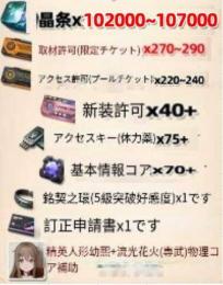 日本サーバー 晶条×102000~107000+専訪許可（限定チケット）×270~290