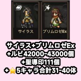 サイラス+プリムロゼEx+ルビ42000-43000個+聖導印111個+⭐5キャラ合計31-40体