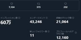 インプ数60万/7000いいね