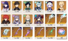 誕生日未設定、課金履歴なし⭐５ｘ１６本　雷電将軍　草薙の稲光　ウェンティ　鍾離　エウルア　刻晴　。。
