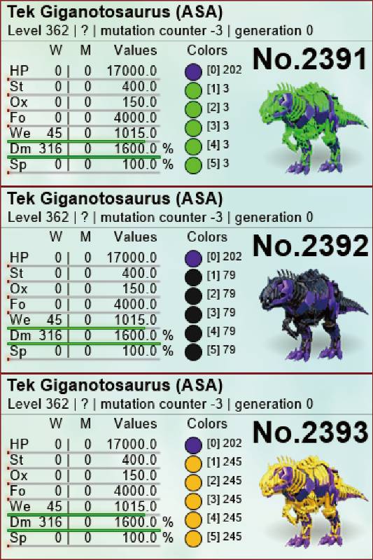 〓〓〓*:ARK・ﾟASA*:・ﾟ格安成体恐竜一覧✧*:ver15:・ﾟ〓〓｜ASA
