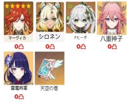 5×5 Asia サーバ マーヴィカ+シロネン+ナヒーダ+雷電將軍+八重神子