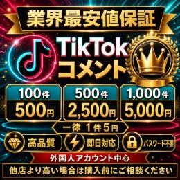 【業界最安値保証】TikTokコメント100件