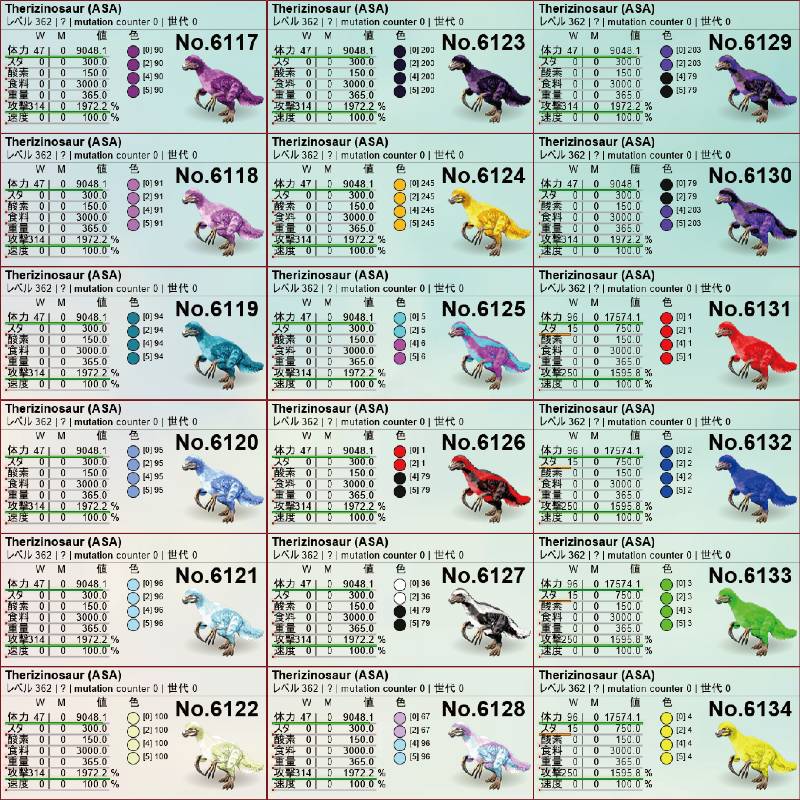 〓〓〓*:ARK・ﾟASA*:・ﾟ格安恐竜一覧*:ver37:・ﾟ〓〓｜ASA｜ゲームクラブ