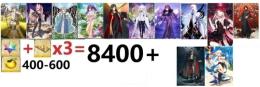 【画像の所持】石+呼符×3＝聖晶石8400個相当　果実400-600個、奏章4クリアした