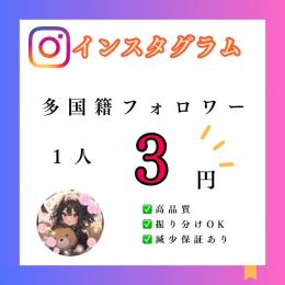 【Instagram】多国籍フォロワー 1000人増加いたします《振り分け◎》