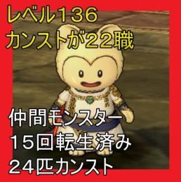 レベルカンストが２２職　仲間モンスター転生１５回が２４匹 魔塔クリア済み