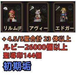リルム+アヴィーテ+エドガー +ルビー26000個以上+聖導印144個+4.5/5星合計23体以上
