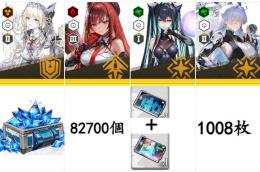 🌷進行垢🌸画像のキャラ4体🌺+ジュエル82700個（集募券合計 1008枚）