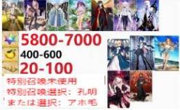【画像の所持】聖晶石5800-7000個+果実400-600個+呼符20-100枚+その他