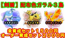 配布ポケモン　色ガラル３鳥セット１５００円