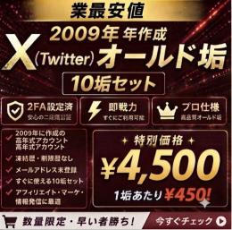【🔥50垢限定商品🔥】2009年作成10垢4500円⚡17年前の最古OLD垢・即納・凍結に強い🌙