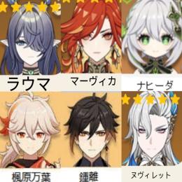 ❄️(原神）Asia🌸★5×6 マーヴィカ➕ラウマ➕ヌヴィレット➕鍾離➕楓原万葉➕ナヒーダ