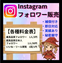 【最高品質】Instagramフォロワー販売/業界最安値/補償付き/即日対応/秘密厳守