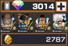 最強引退垢‼️総戦力約5万‼️ゾロサンジ100ナス寿朗100‼️ダイヤ3000.金欠片2700‼️