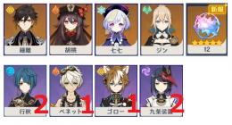 初期アカウント　５★４体、鍾離、胡桃、七七、ジン